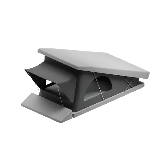 Aufstelldach mit Panoramafenstern, freigestelltes Rendering
